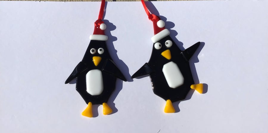 Fused glass penguins( as a pair) 