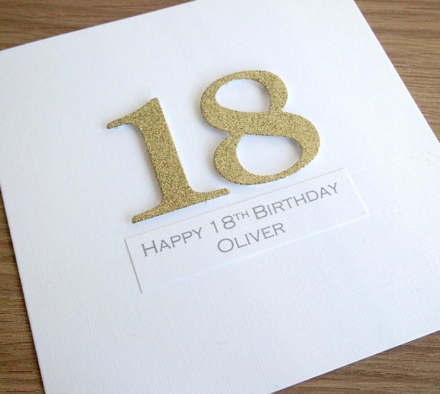 SALE Half price handmade 18th birthday card - personalised