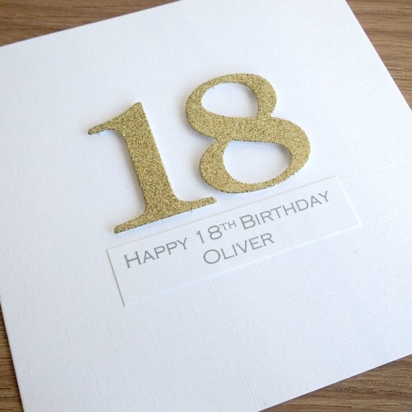 SALE Half price handmade 18th birthday card - personalised