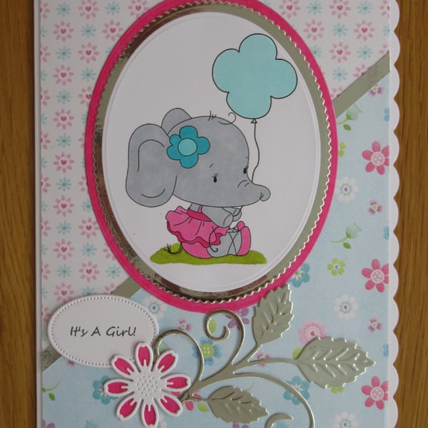 Agnes with her Balloon - A5 New Baby Card