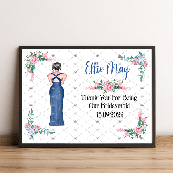 Bridesmaid Wedding A4 Print, Thank You Gift Bridesmaid, Bridesmaid Custom Print