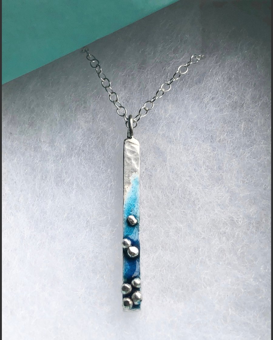 Enamel Pendant, blue enamel pendant, enamel, enamel jewellery, 