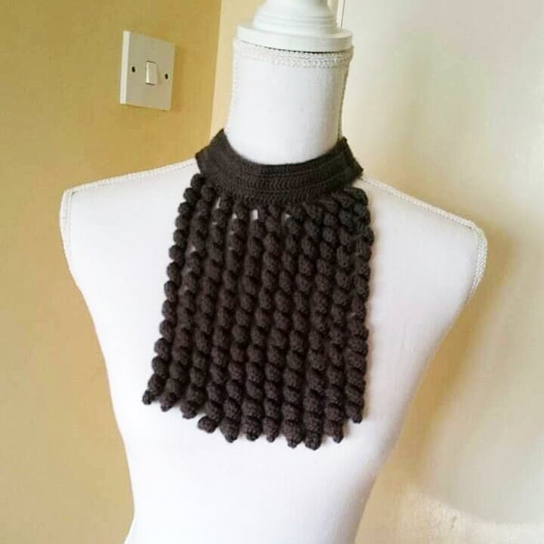 Modern croched screw fringed-twist tassels neacklace gray neck wrap