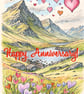 Happy Anniversary Scottish Loch Card A5