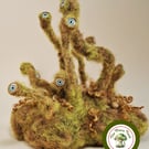 Needle Felted Moss Monster. Handcrafted Forest Guardian, Fantasy Sculpture.