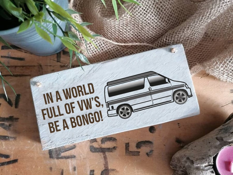 Handmade Rustic Wooden Mazda Bongo Friendee Campervan Sign - Version 2