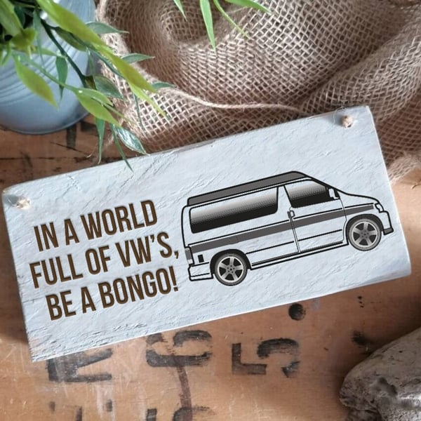 Handmade Rustic Wooden Mazda Bongo Friendee Campervan Sign - Version 2