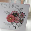 Pink spray of flowers happy birthday card