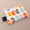 Mini coin purse key ring in white, orange and aqua