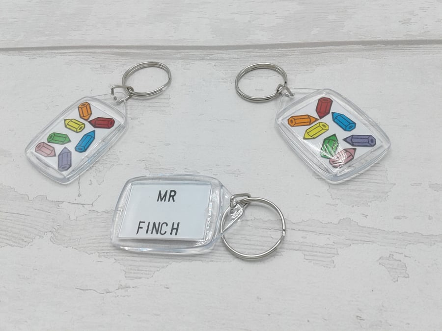 Teacher gift. Personalised thank you gift. Teaching staff. Set of 4 key rings.