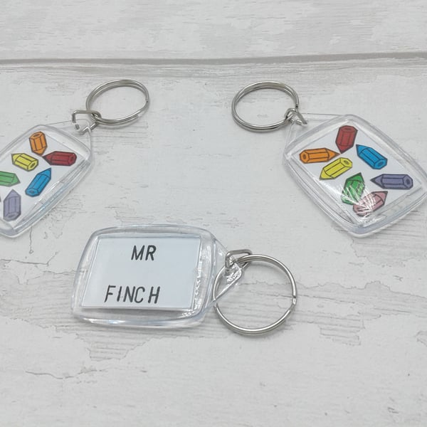Teacher gift. Personalised thank you gift. Teaching staff. Set of 4 key rings.