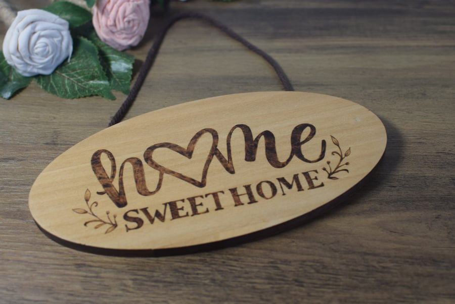 Tulip Wood Home Sweet Home hanging wall art 