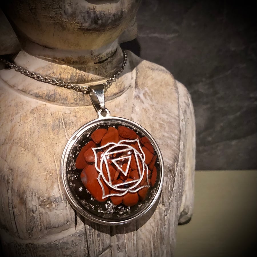 Root Chakra Pendant with Red Jasper gemstones