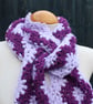 Crochet Stripey Scarf in Lilac and Purple - Image 9