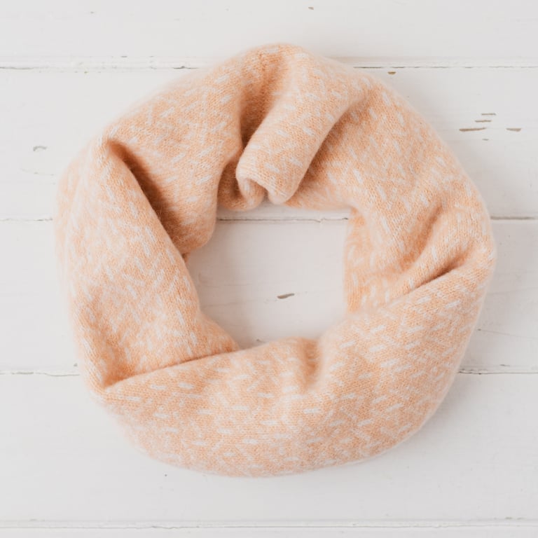 Summer Seconds Scatter snood cowl - nectarine and white