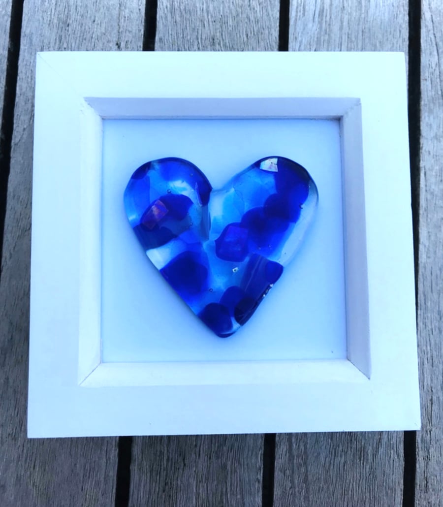 Fused glass cast heart picture