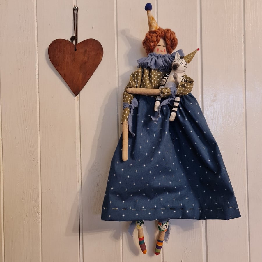Fanny and Figgis handmade primitive textile art doll