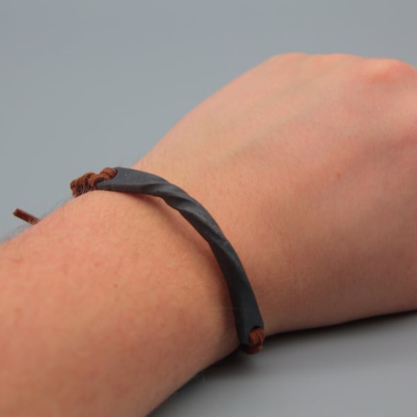 Hand-forged Bracelets with braided vegan leather