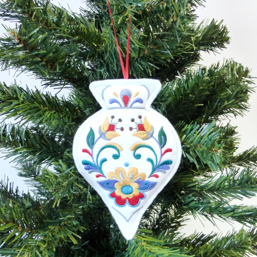 SALE Christmas Ornament decoration, embroidered