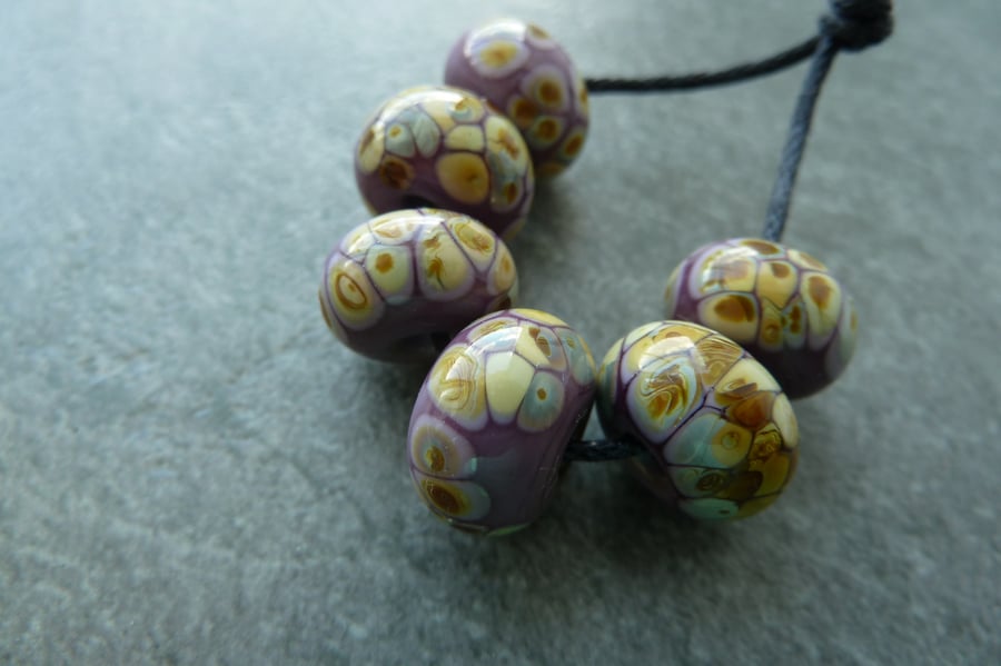 purple raku lampwork glass beads