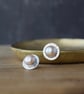 Luxury Pearl Stud Earrings in Sterling Silver - Elegant Bridal Jewellery  - Image 1
