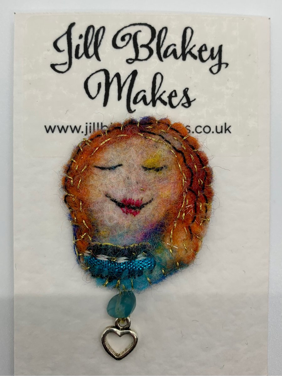 Felted angel brooch