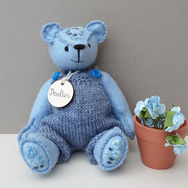 Dressed teddy bear, hand sewn one of a kind artist bear designed by Bearlescent 