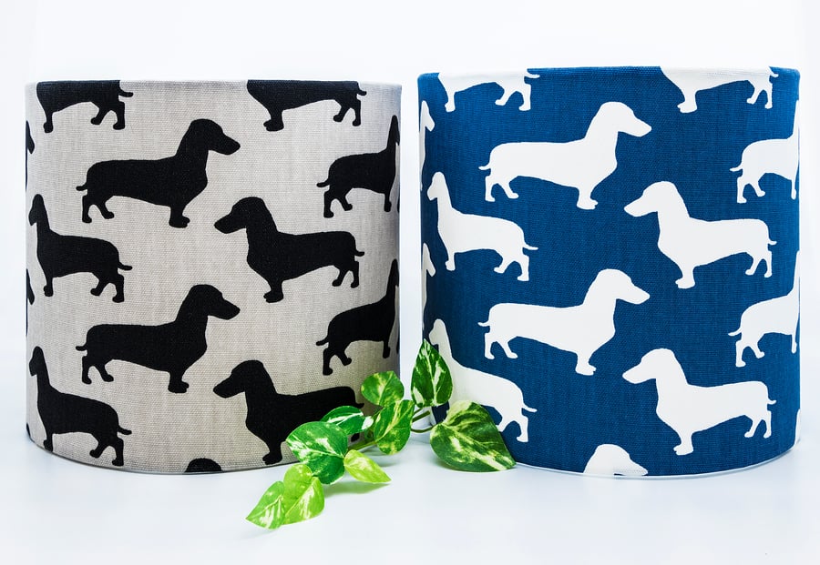 round table-lamp ceiling lampshade sausage dogs dachshunds dog lovers gifts   