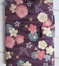 A5 Reusable Notebook Cover - Japanese Cranes and Flowers on Plum - Image 2