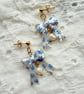 Blue Daisy Bow Pearl Drop Earrings