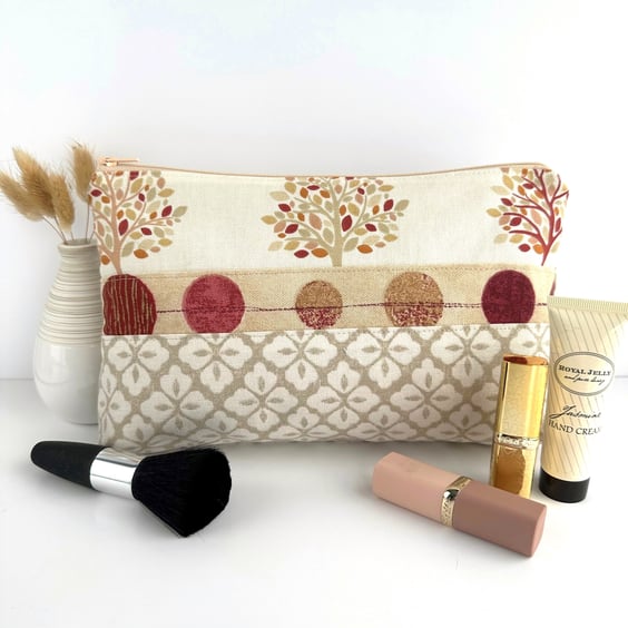 Large Make up Bag with Autumn Trees
