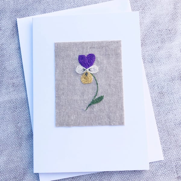 Hand Embroidered Viola Card