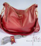 Red Leather Handbag - Genuine Rescued Leather Bag - Wine Red