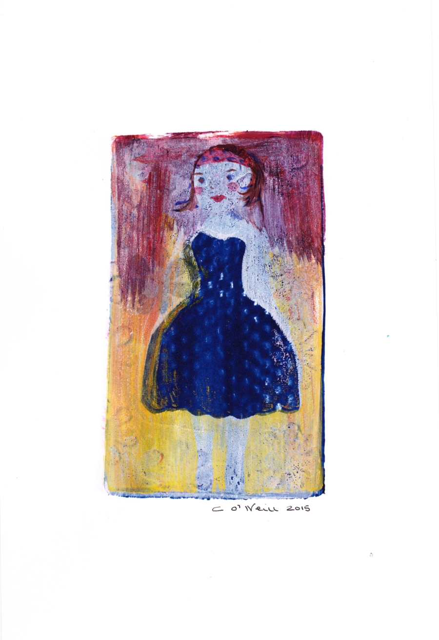 Girl in a Blue Dress - Monoprint