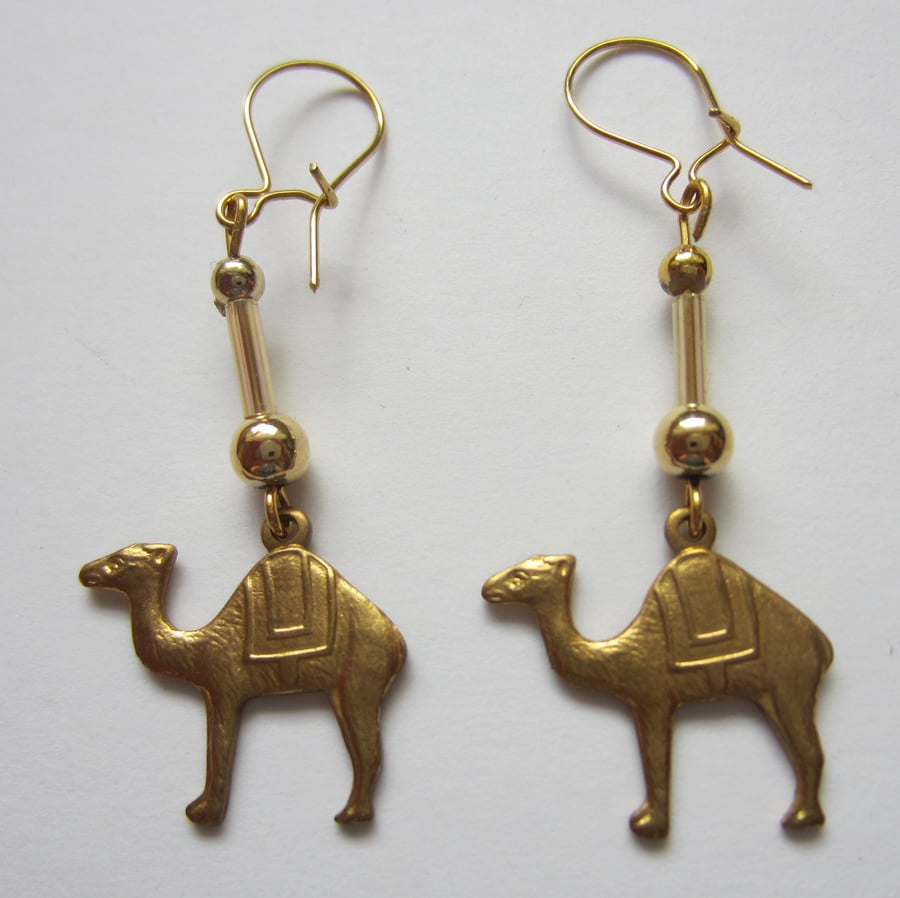 Camel and Bead Earrings