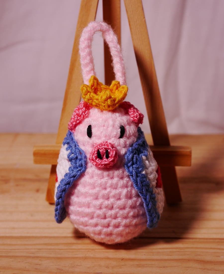 Royal Crochet Pig in Blanket