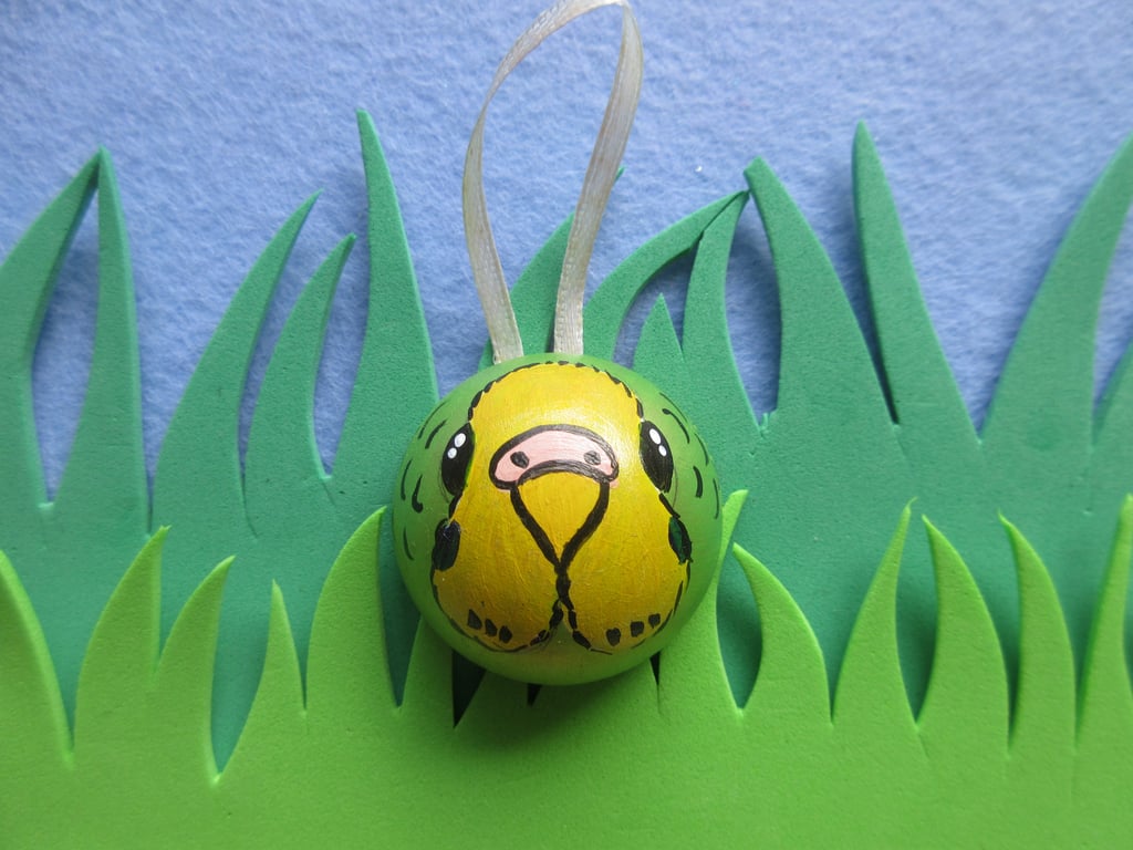 Christmas Tree Bauble Budgie Budgerigar Pet Bird Green Yellow Hanging Decoration