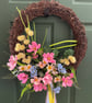 Handmade Summer Wildflower Wreath Front Door UK - Boho Grapevine Ribbon Wreath - Image 4