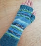 Fingerless Gloves - Hand Knitted - Monet Water Lillies  - Image 2