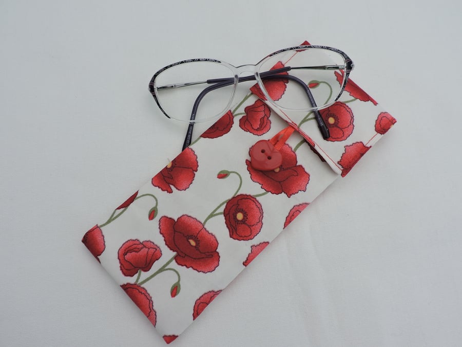  Glasses Case  Sun Glasses Case  Ruby Red Poppies