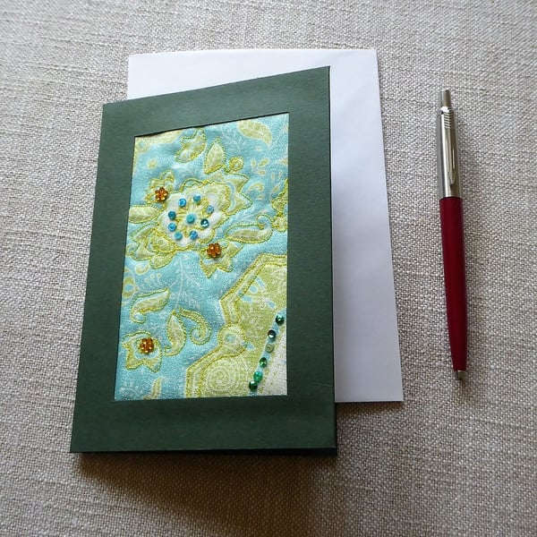 Individually Hand Crafted Textile Blank Card