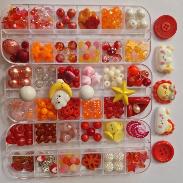 Craft supplies bundle: Sunshine theme.  beads, charms and buttons