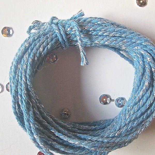 10 metres of Light Blue SPARKLE Cotton Bakers twine