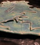 Handmade ceramic matt turquoise  blue leaf dish decoration  - Image 5