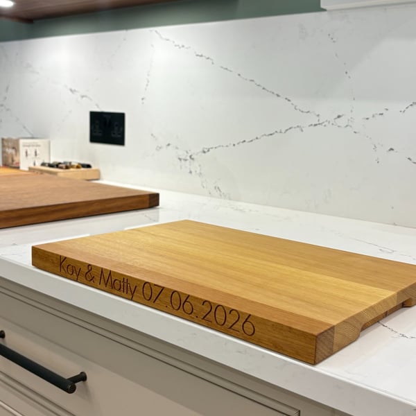 Personalised Iroko Chopping Board - Engraved Solid Wood Serving Kitchen Board 