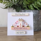Birthday Card With Removable Wooden Cottage Gift