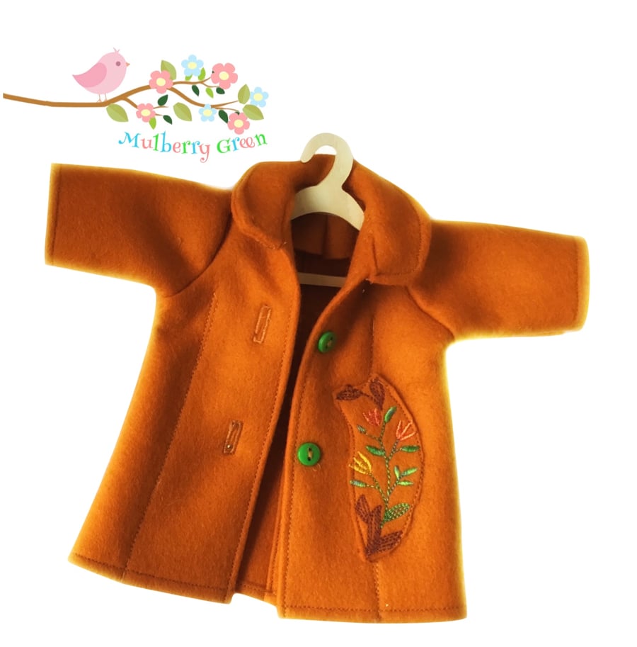 Tan Embroidered Tailored Coat 
