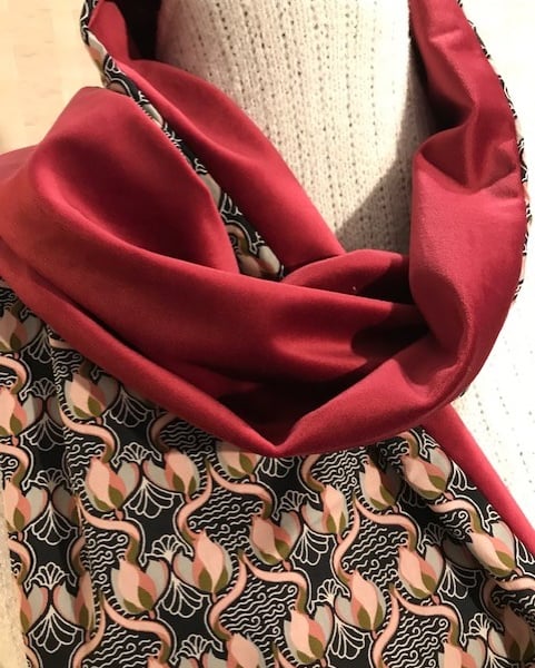 Liberty of London Print Long Scarf.Cotton Tana Lawn and Velvet  