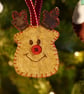 Festive felt decoration trio, Gingerbread house, Reindeer, Pudding - Image 5