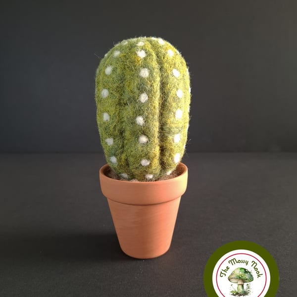 Handmade Cactus. Needle Felted with Wool Fibres. Real Terracotta Pot.